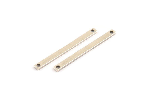Tiny Bar Pendant, 12 Antique Silver Plated Brass Connector Bars With 2 Holes (30x2.5x0.80mm) E391 H0480