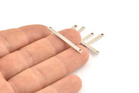 Tiny Bar Pendant, 12 Antique Silver Plated Brass Connector Bars With 2 Holes (30x2.5x0.80mm) E391 H0480