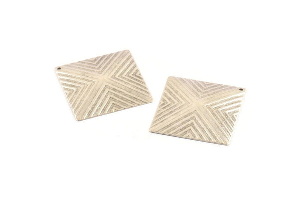 Gümüş Piramit Charm, 1 Delikli 4 Antik Gümüş Kaplamalı Pirinç Kare Piramit Charm (30x30mm) D0269