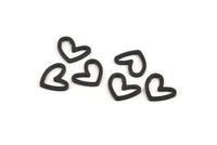Black Heart Charm, 25 Oxidized Black Brass Heart Connectors, Findings (11x14x1mm) D1195 S1104