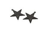 Black Star Charm, 10 Oxidized Black Brass Star Charms with 1 Loop (29x30mm) D0062