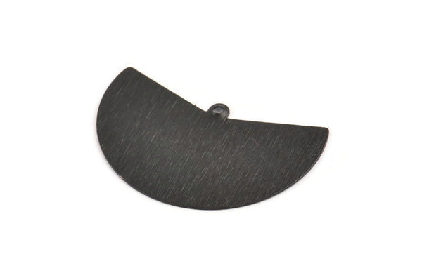 Black Geometric Charm, 4 Textured Oxidized Black Brass Fan Charms With 1 Loop, Pendants (38x23x0.40mm) D1241 S1111