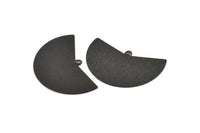 Black Geometric Charm, 4 Textured Oxidized Black Brass Fan Charms With 1 Loop, Pendants (38x23x0.40mm) D1241 S1111