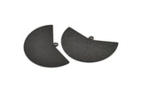 Black Geometric Charm, 4 Textured Oxidized Black Brass Fan Charms With 1 Loop, Pendants (38x23x0.40mm) D1241 S1111