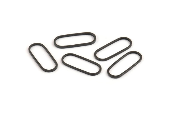Black Oval Connector, 24 Oxidized Black Brass Oval Connectors, Charms, Findings (20x8x1mm) E003 S1122