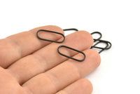 Black Oval Connector, 24 Oxidized Black Brass Oval Connectors, Charms, Findings (20x8x1mm) E003 S1122