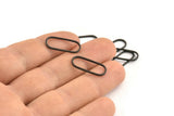 Black Oval Connector, 24 Oxidized Black Brass Oval Connectors, Charms, Findings (20x8x1mm) E003 S1122