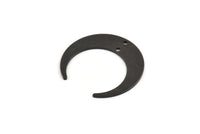Black Moon Charm, 4 Oxidized Black Brass Crescent Moon Charms With 2 Holes, Connectors (30x28x0.80mm) A1430 S1153