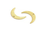 Brass Moon Charm, 24 Textured Raw Brass Crescent Moon Charms With 1 Hole (22x5x0.80mm) M01204