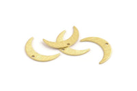 Brass Moon Charm, 24 Textured Raw Brass Crescent Moon Charms With 1 Hole (22x5x0.80mm) M01204