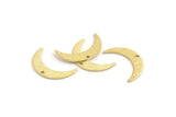 Brass Moon Charm, 24 Textured Raw Brass Crescent Moon Charms With 1 Hole (22x5x0.80mm) M01204