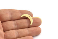 Brass Moon Charm, 24 Textured Raw Brass Crescent Moon Charms With 1 Hole (22x5x0.80mm) M01204