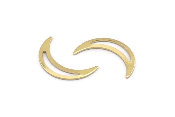Brass Moon Blank, 24 Raw Brass Crescent Moon Blanks, Stamping Blanks (22x5x0.80mm) M01186