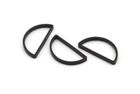 Black Half Moon, 10 Oxidized Black Brass Semi Circle Connectors (23x12x2x0.9mm) E303 S1130