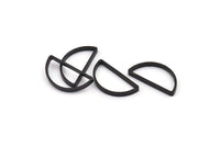 Black Half Moon, 10 Oxidized Black Brass Semi Circle Connectors (23x12x2x0.9mm) E303 S1130