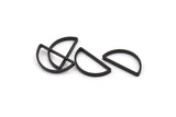 Black Half Moon, 10 Oxidized Black Brass Semi Circle Connectors (23x12x2x0.9mm) E303 S1130