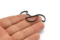 Black Half Moon, 10 Oxidized Black Brass Semi Circle Connectors (23x12x2x0.9mm) E303 S1130