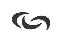 Black Moon Charm, 6 Textured Oxidized Black Brass Crescent Moon Charms With 2 Holes (30x8x1mm) D1391 H1292