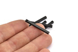 Tiny Necklace Bar, 12 Oxidized Black Brass Bars, Necklace, Earring Findings (2.5x2.5x30mm) D0236