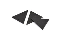 Black Triangle Charm, 6 Textured Oxidized Black Brass Triangle Charms With 1 Hole (28x22x1mm) D1398 S1137