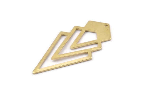 Brass Triangle Charm, 6 Raw Brass Diamond Charms With 1 Hole (46x22x1mm) M01176