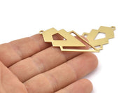 Pirinç Üçgen Charm, 1 Döngülü 6 Ham Pirinç Elmas Charm (49x22x1mm) M01147