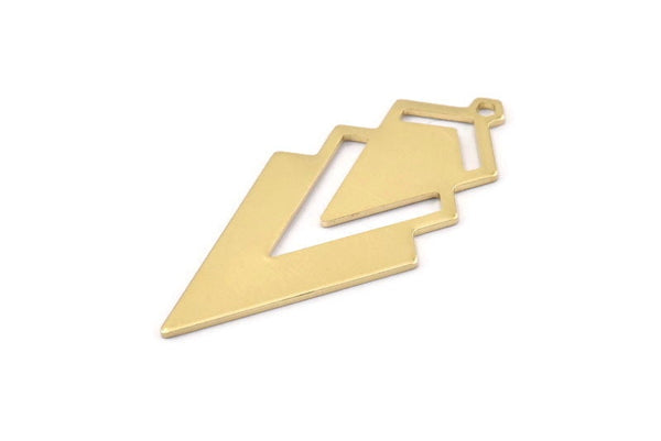 Brass Triangle Charm, 6 Raw Brass Diamond Charms With 1 Loop (49x22x1mm) M01150