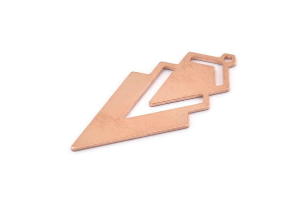 Bakır Üçgen Charm, 1 Döngülü 4 Ham Bakır Elmas Charm (49x22x1mm) M01337