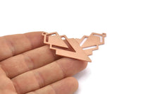 Bakır Üçgen Charm, 1 Döngülü 4 Ham Bakır Elmas Charm (49x22x1mm) M01337
