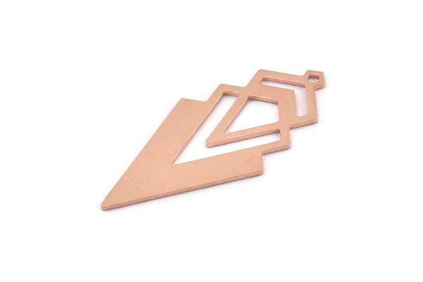 Bakır Üçgen Charm, 1 Döngülü 4 Ham Bakır Elmas Charm (49x22x1mm) M01136