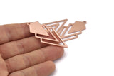 Copper Triangle Charm, 4 Raw Copper Diamond Charms With 1 Loop (49x22x1mm) M01141
