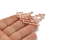 Bakır Üçgen Charm, 2 Döngülü 4 Ham Bakır Elmas Charm (51x22x1mm) M01145