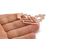 Bakır Üçgen Charm, 2 Döngülü 4 Ham Bakır Elmas Charm (51x22x1mm) M01134
