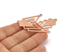 Bakır Üçgen Charm, 2 Döngülü 4 Ham Bakır Elmas Charm (51x22x1mm) M01130