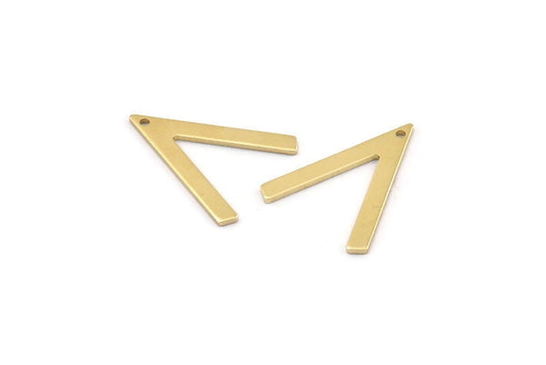 Brass V Shape, 24 Raw Brass V Shaped Charms With 1 Hole (23x19x1mm) M01169