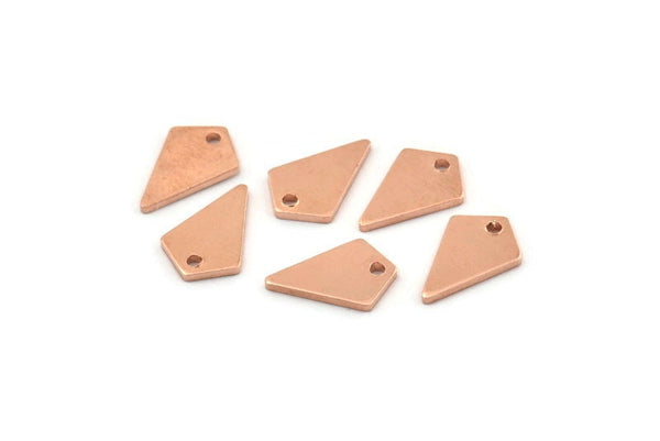 Bakır Üçgen Tılsım, 1 Delikli 24 Ham Bakır Elmas Tılsım (12x8x1mm) M01146