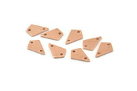 Bakır Üçgen Tılsım, 2 Delikli 24 Ham Bakır Elmas Tılsım (12x8x1mm) M01178