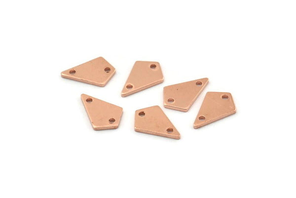 Bakır Üçgen Tılsım, 2 Delikli 24 Ham Bakır Elmas Tılsım (12x8x1mm) M01178