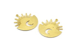 Moon and Sun, 2 Raw Brass, Brass Moon, Brass Sun, Charm Pendant, Brass Pendant, Brass Charm With 1 Loop (30x28x1mm) N1455
