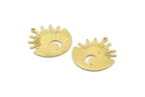 Moon and Sun, 2 Raw Brass, Brass Moon, Brass Sun, Charm Pendant, Brass Pendant, Brass Charm With 1 Loop (30x28x1mm) N1455