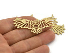 Brass Owl Charm, 2 Raw Brass Owl Pendants With 2 Loops (58x21x1mm) N1457