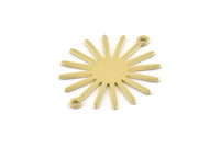 Brass Sun Charm, 12 Raw Brass Sun Connectors With 2 Loops, Pendants (29x25x0.80mm) A1724 M01655