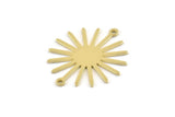 Brass Sun Charm, 12 Raw Brass Sun Connectors With 2 Loops, Pendants (29x25x0.80mm) A1724 M01655