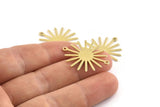 Brass Sun Charm, 12 Raw Brass Sun Connectors With 2 Loops, Pendants (29x25x0.80mm) A1724 M01655