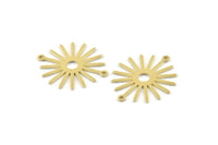 Brass Sun Charm, 12 Raw Brass Sun Connectors With 2 Loops, Pendants (29x25x0.80mm) A1726 M01641