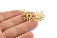 Brass Sun Charm, 12 Raw Brass Sun Connectors With 2 Loops, Pendants (29x25x0.80mm) A1726 M01641