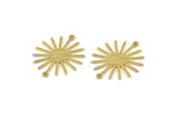 Brass Sun Charm, 12 Textured Raw Brass Sun Connectors With 2 Loops, Pendants (29x25x0.80mm) A1722 M01652