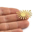 Brass Sun Charm, 12 Textured Raw Brass Sun Connectors With 2 Loops, Pendants (29x25x0.80mm) A1722 M01652