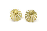 Brass Sun Earring, 4 Raw Brass Rising Sun Flag Stud Earrings (19x1.2mm) N1436