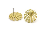 Brass Sun Earring, 4 Raw Brass Rising Sun Flag Stud Earrings (19x1.2mm) N1436